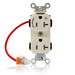 Leviton Lev-Lok Duplex Receptacle Outlet Heavy-Duty Industrial Spec Grade Split-Circuit One Outlet Marked Controlled 20 Amp 125V Light Almond (M5362-1CT)