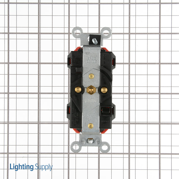 Leviton Lev-Lok Duplex Receptacle Outlet Heavy-Duty Industrial Spec Grade Tamper-Resistant Smooth Face 15 Amp 125V Red (MT562-SR)