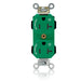 Leviton Lev-Lok Duplex Receptacle Outlet Heavy-Duty Industrial Spec Grade Two Outlets Marked Controlled Smooth Face 20 Green (M5362-2SN)