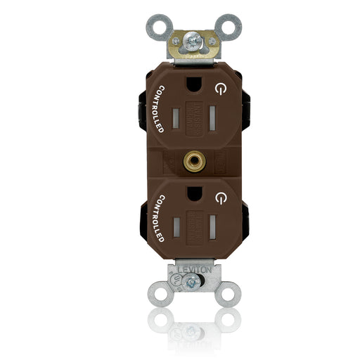 Leviton Lev-Lok Duplex Receptacle Outlet Heavy-Duty Industrial Spec Grade Two Outlets Marked Controlled Tamper-Resistant 15 Amp 125V Brown (MT562-2S)