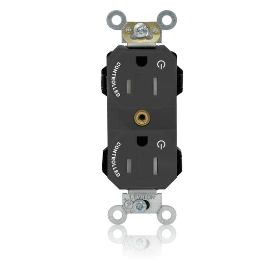 Leviton Lev-Lok Duplex Receptacle Outlet Heavy-Duty Industrial Spec Grade Two Outlets Marked Controlled Tamper-Resistant 15 Amp 125V Black (MT562-2SE)