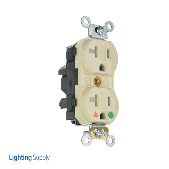 Leviton Lev-Lok Isolated Ground Duplex Receptacle Outlet Heavy-Duty Hospital Grade Tamper-Resistant Smooth Face 20 Amp 125V Ivory (MT830-IGI)