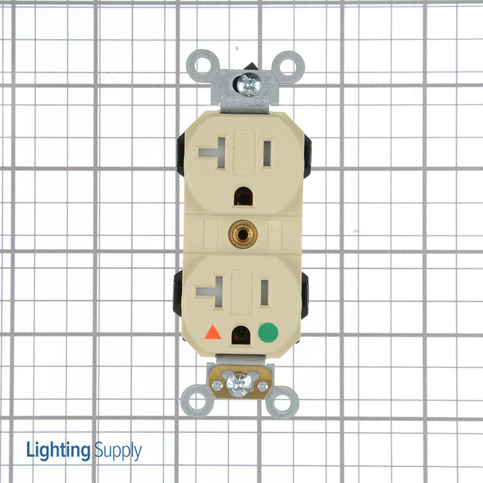 Leviton Lev-Lok Isolated Ground Duplex Receptacle Outlet Heavy-Duty Hospital Grade Tamper-Resistant Smooth Face 20 Amp 125V Ivory (MT830-IGI)