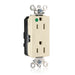 Leviton Lev-Lok Decora Plus Duplex Receptacle Outlet Extra Heavy-Duty Hospital Grade Illuminated Smooth Face 15 Amp 125V Modular Ivory (M1626-ILI)