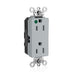 Leviton Lev-Lok Decora Plus Duplex Receptacle Outlet Extra Heavy-Duty Hospital Grade Tamper-Resistant Illuminated 15A 125V Modular Gray (MT162-ILG)