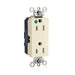 Leviton Lev-Lok Decora Plus Duplex Receptacle Outlet Extra Heavy-Duty Hospital Grade Tamper-Resistant Illuminated 15A 125V Modular Ivory (MT162-ILI)