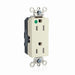 Leviton Lev-Lok Decora Plus Duplex Receptacle Outlet Extra Heavy-Duty Hospital Grade Tamper-Resistant Illuminated 15A 125V Modular Light Almond (MT162-ILT)