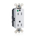 Leviton Lev-Lok Decora Plus Duplex Receptacle Outlet Extra Heavy-Duty Hospital Grade Tamper-Resistant Illuminated 15A 125V Modular White (MT162-ILW)