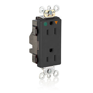 Leviton Lev-Lok Decora Plus Isolated Ground Duplex Receptacle Outlet Heavy-Duty Hospital Grade Smooth Face 15 Amp 125V Modular Black (MD820-IGE)