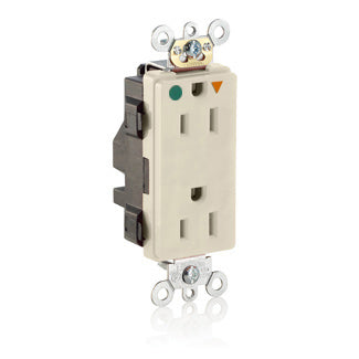 Leviton Lev-Lok Decora Plus Isolated Ground Duplex Receptacle Outlet Heavy-Duty Hospital Grade Smooth Face 15 Amp 125V Modular Light Almond (MD820-IGT)