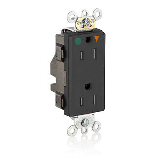 Leviton Lev-Lok Decora Plus Isolated Ground Duplex Receptacle Outlet Heavy-Duty Hospital Grade Tamper-Resistant Smooth Face 15A 125V Black (MDT82-IGE)