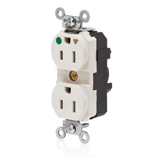 Leviton Lev-Lok Duplex Receptacle Outlet Extra Heavy-Duty Hospital Grade Illuminated Smooth Face 15 Amp 125V Modular NEMA 5-15R Light Almond (M8200-ILT)