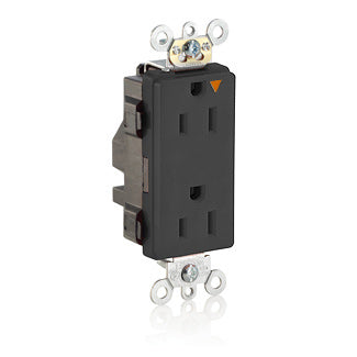 Leviton Lev-Lok Decora Plus Isolated Ground Duplex Receptacle Outlet Heavy-Duty Industrial Spec Grade Smooth Face 15 Amp 125V Modular Black (M1626-IGE)