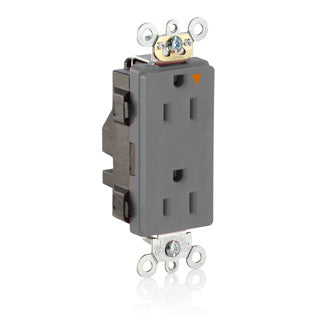 Leviton Lev-Lok Decora Plus Isolated Ground Duplex Receptacle Outlet Heavy-Duty Industrial Spec Grade Smooth Face 15 Amp 125V Modular Gray (M1626-IGG)