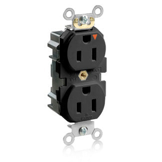 Leviton Lev-Lok Isolated Ground Duplex Receptacle Outlet Heavy-Duty Industrial Spec Grade Smooth Face 15 Amp 125V Modular Black (M5262-IGE)