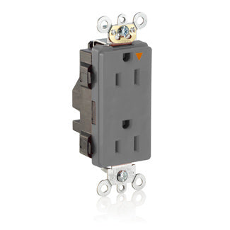 Leviton Lev-Lok Decora Plus Isolated Ground Duplex Receptacle Outlet Heavy-Duty Industrial Spec Grade Tamper-Resistant 15A/125V Modular Gray (MT162-IGG)