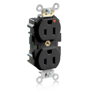 Leviton Lev-Lok Isolated Ground Duplex Receptacle Outlet Heavy-Duty Industrial Spec Grade Tamper-Resistant Smooth Face 15A/125V Modular Black (MT562-IGE)