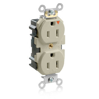 Leviton Lev-Lok Isolated Ground Duplex Receptacle Outlet Heavy-Duty Industrial Spec Grade Tamper-Resistant Smooth Face 15A/125V Modular Ivory (MT562-IGI)
