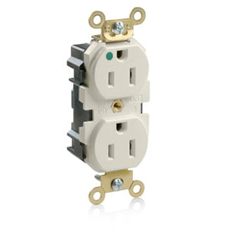 Leviton Lev-Lok MRI Duplex Receptacle Outlet Extra Heavy-Duty Hospital Grade Smooth Face 15 Amp 125V Modular NEMA 5-15R 2-Pole 3-Wire Light Almond (MRI15-T)