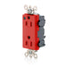 Leviton Lev-Lok Decora Plus Duplex Receptacle Outlet Extra Heavy-Duty Hospital Grade Power Indication Smooth Face 15 Amp 125V Red (M1626-PLR)