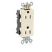 Leviton Lev-Lok Decora Plus Duplex Receptacle Outlet Heavy-Duty Industrial Spec Grade Tamper-Resistant Smooth Face 15 Amp Light Almond (MT162-T)