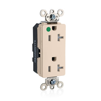 Leviton Lev-Lok Decora Plus Duplex Receptacle Outlet Extra Heavy-Duty Hospital Grade Tamper-Resistant Illuminated 20A 125V Modular Light Almond (MT163-ILT)