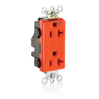 Leviton Lev-Lok Decora Plus Isolated Ground Duplex Receptacle Outlet Heavy-Duty Industrial Spec Grade Smooth Face 20 Amp 125V Modular Orange (M1636-IG)