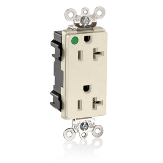 Leviton Lev-Lok Decora Plus Duplex Receptacle Outlet Extra Heavy-Duty Hospital Grade Smooth Face 20 Amp 125V Modular NEMA 5-20R Light Almond (M1636-HGT)