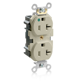 Leviton Lev-Lok Duplex Receptacle Outlet Heavy-Duty Hospital Grade Smooth Face 20 Amp 125V Modular NEMA 5-20R 2-Pole 3-Wire Ivory (M8300-HI)