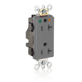 Leviton Lev-Lok Decora Plus Isolated Ground Duplex Receptacle Outlet Heavy-Duty Hospital Grade Smooth Face 20 Amp 125V Modular Gray (MD830-IGG)