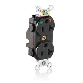 Leviton Lev-Lok Isolated Ground Duplex Receptacle Outlet Heavy-Duty Hospital Grade Smooth Face 20 Amp 125V Modular NEMA 5-20R Black (M8300-IGE)