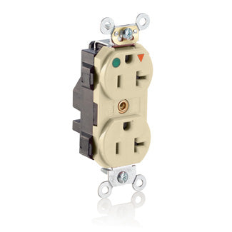 Leviton Lev-Lok Isolated Ground Duplex Receptacle Outlet Heavy-Duty Hospital Grade Smooth Face 20 Amp 125V Modular NEMA 5-20R Ivory (M8300-IGI)