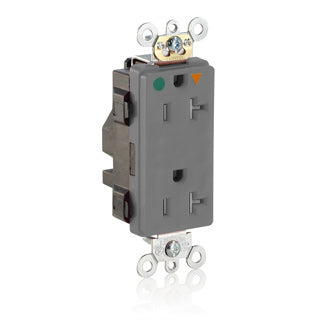 Leviton Lev-Lok Decora Plus Isolated Ground Duplex Receptacle Outlet Heavy-Duty Hospital Grade Tamper-Resistant Smooth Face 20 Amp 125V Gray (MDT83-IGG)