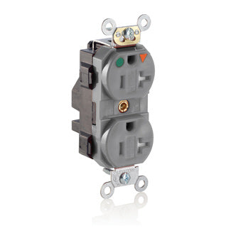 Leviton Lev-Lok Isolated Ground Duplex Receptacle Outlet Heavy-Duty Hospital Grade Tamper-Resistant Smooth Face 20 Amp 125V Gray (MT830-IGG)