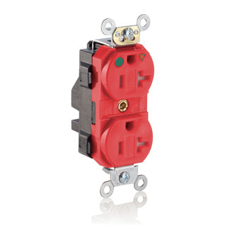 Leviton Lev-Lok Isolated Ground Duplex Receptacle Outlet Heavy-Duty Hospital Grade Tamper-Resistant Smooth Face 20 Amp 125V Red (MT830-IGR)