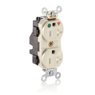 Leviton Lev-Lok Isolated Ground Duplex Receptacle Outlet Heavy-Duty Hospital Grade Tamper-Resistant Smooth Face 20 Amp 125V Light Almond (MT830-IGT)