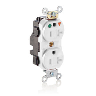 Leviton Lev-Lok Isolated Ground Duplex Receptacle Outlet Heavy-Duty Hospital Grade Tamper-Resistant Smooth Face 20 Amp 125V White (MT830-IGW)