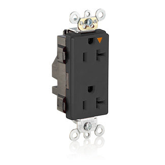 Leviton Lev-Lok Decora Plus Isolated Ground Duplex Receptacle Outlet Heavy-Duty Industrial Spec Grade Smooth Face 20 Amp 125V Modular Black (M1636-IGE)