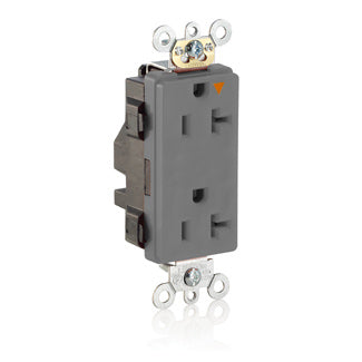 Leviton Lev-Lok Decora Plus Isolated Ground Duplex Receptacle Outlet Heavy-Duty Industrial Spec Grade Smooth Face 20 Amp 125V Modular Gray (M1636-IGG)