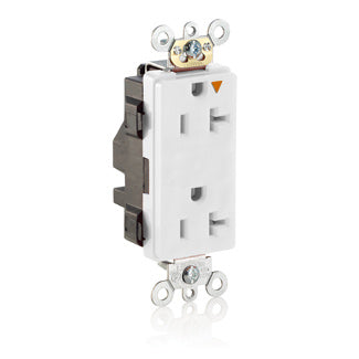 Leviton Lev-Lok Decora Plus Isolated Ground Duplex Receptacle Outlet Heavy-Duty Industrial Spec Grade Smooth Face 20 Amp 125V Modular White (M1636-IGW)