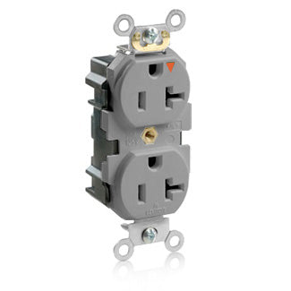 Leviton Lev-Lok Isolated Ground Duplex Receptacle Outlet Heavy-Duty Industrial Spec Grade Smooth Face 20 Amp 125V Modular Gray (M5362-IGG)