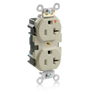 Leviton Lev-Lok Isolated Ground Duplex Receptacle Outlet Heavy-Duty Industrial Spec Grade Smooth Face 20 Amp 125V Modular Ivory (M5362-IGI)