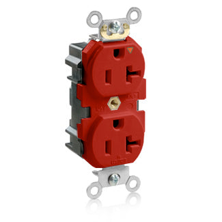 Leviton Lev-Lok Isolated Ground Duplex Receptacle Outlet Heavy-Duty Industrial Spec Grade Smooth Face 20 Amp 125V Modular Red (M5362-IGR)