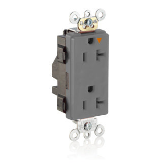 Leviton Lev-Lok Decora Plus Isolated Ground Duplex Receptacle Outlet Heavy-Duty Industrial Spec Grade Tamper-Resistant 20A/125V Modular Gray (MT163-IGG)
