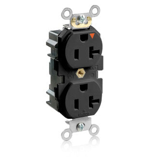 Leviton Lev-Lok Isolated Ground Duplex Receptacle Outlet Heavy-Duty Industrial Spec Grade Tamper-Resistant Smooth Face 20A/125V Modular Black (MT563-IGE)