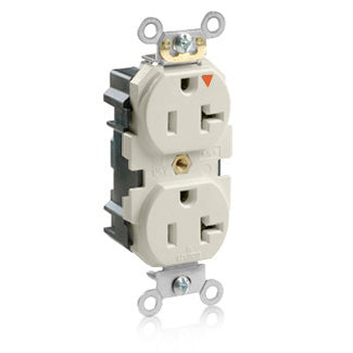 Leviton Lev-Lok Isolated Ground Duplex Receptacle Outlet Heavy-Duty Industrial Spec Grade Tamper-Resistant Smooth Face 20A/125V Modular Light Almond (MT563-IGT)