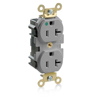 Leviton Lev-Lok MRI Duplex Receptacle Outlet Extra Heavy-Duty Hospital Grade Smooth Face 20 Amp 125V Modular NEMA 5-20R Gray (MRI20-GY)