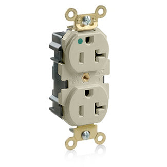 Leviton Lev-Lok MRI Duplex Receptacle Outlet Extra Heavy-Duty Hospital Grade Smooth Face 20 Amp 125V Modular NEMA 5-20R Ivory (MRI20-I)