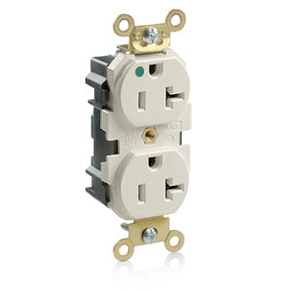 Leviton Lev-Lok MRI Duplex Receptacle Outlet Extra Heavy-Duty Hospital Grade Smooth Face 20 Amp 125V Modular NEMA 5-20R Light Almond (MRI20-T)