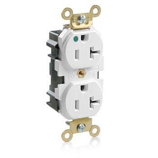 Leviton Lev-Lok MRI Duplex Receptacle Outlet Extra Heavy-Duty Hospital Grade Smooth Face 20 Amp 125V Modular NEMA 5-20R White (MRI20-W)